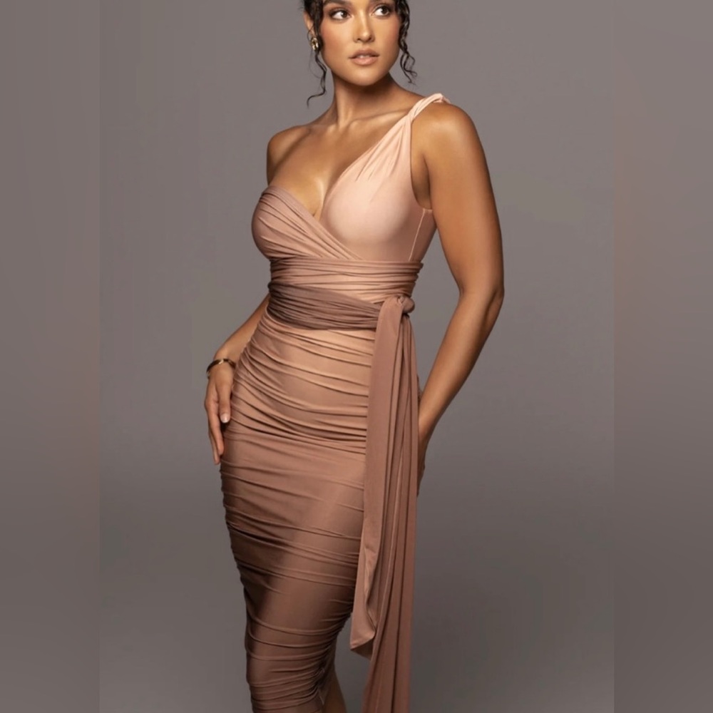 JLuxlabel Brown Edge of Romance midi dress